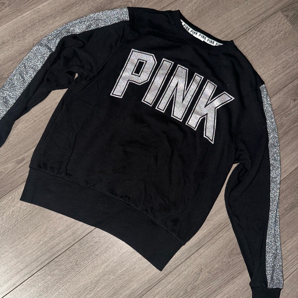 PINK Victoria's Secret Black and Silver Sweater